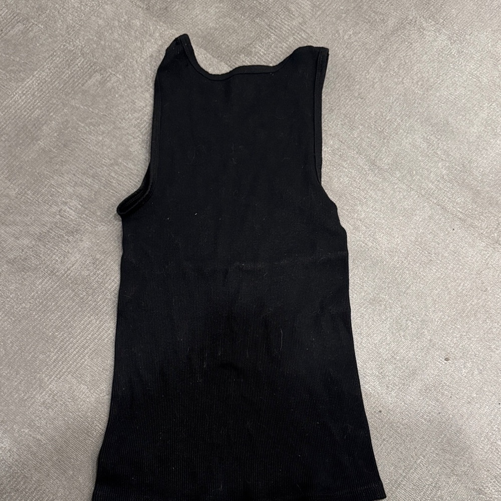 True Religion Black Ribbed Tank Top with Logo Small - Picture 5 of 5